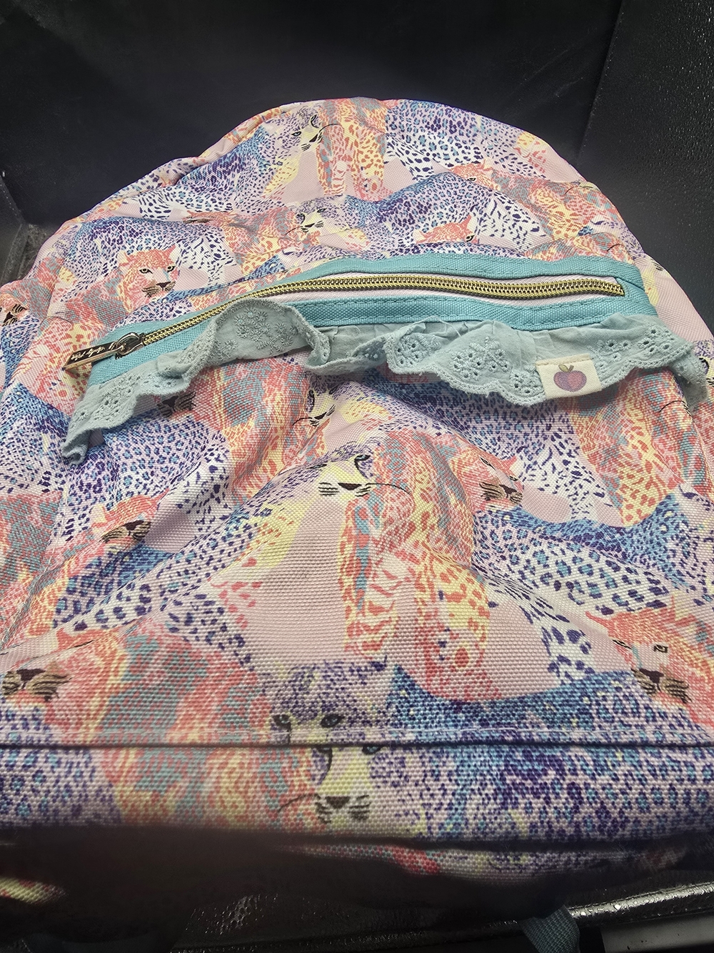 Pastel Bird-Print Women's Backpack with Mint Trim